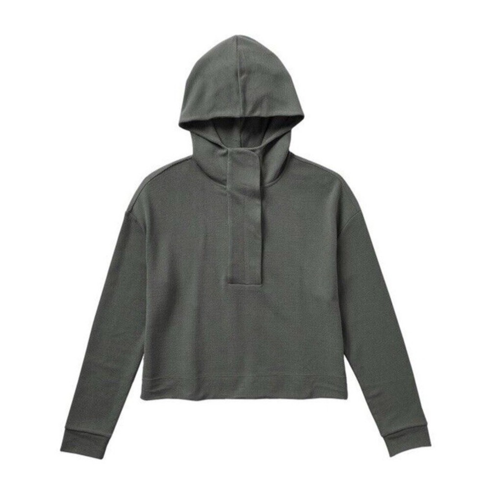 Vuori Bayview Thermal Hoodie Sz S -  Gray Waffle Knit Henley Pullover VW263